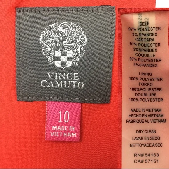 Vince Camuto Gorgeous Tomato Orange 3/4 Sleeve Boatneck Shift Midi Dress size 10 - Picture 13 of 14